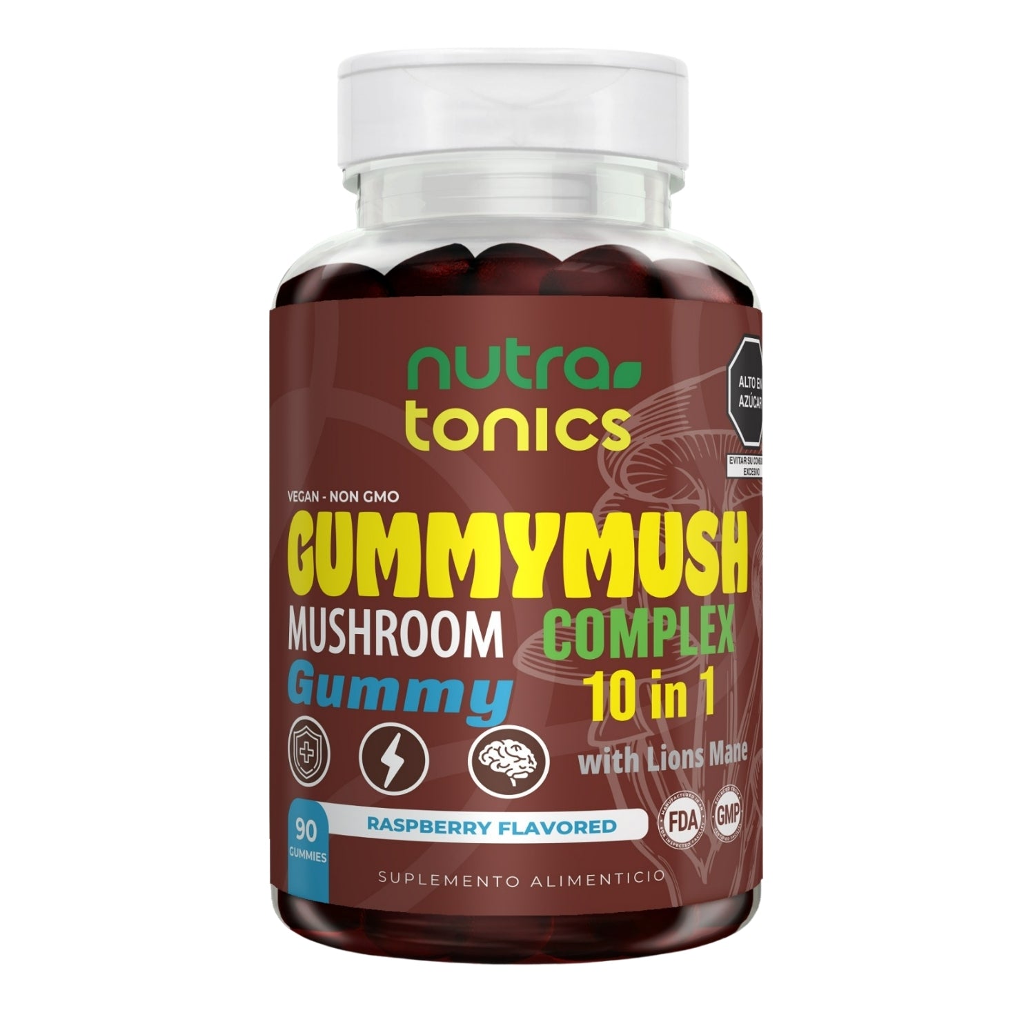 GUMMYMUSH COMPLEJO DE HONGOS 2,500 MG 10 EN 1 90 GOMITAS