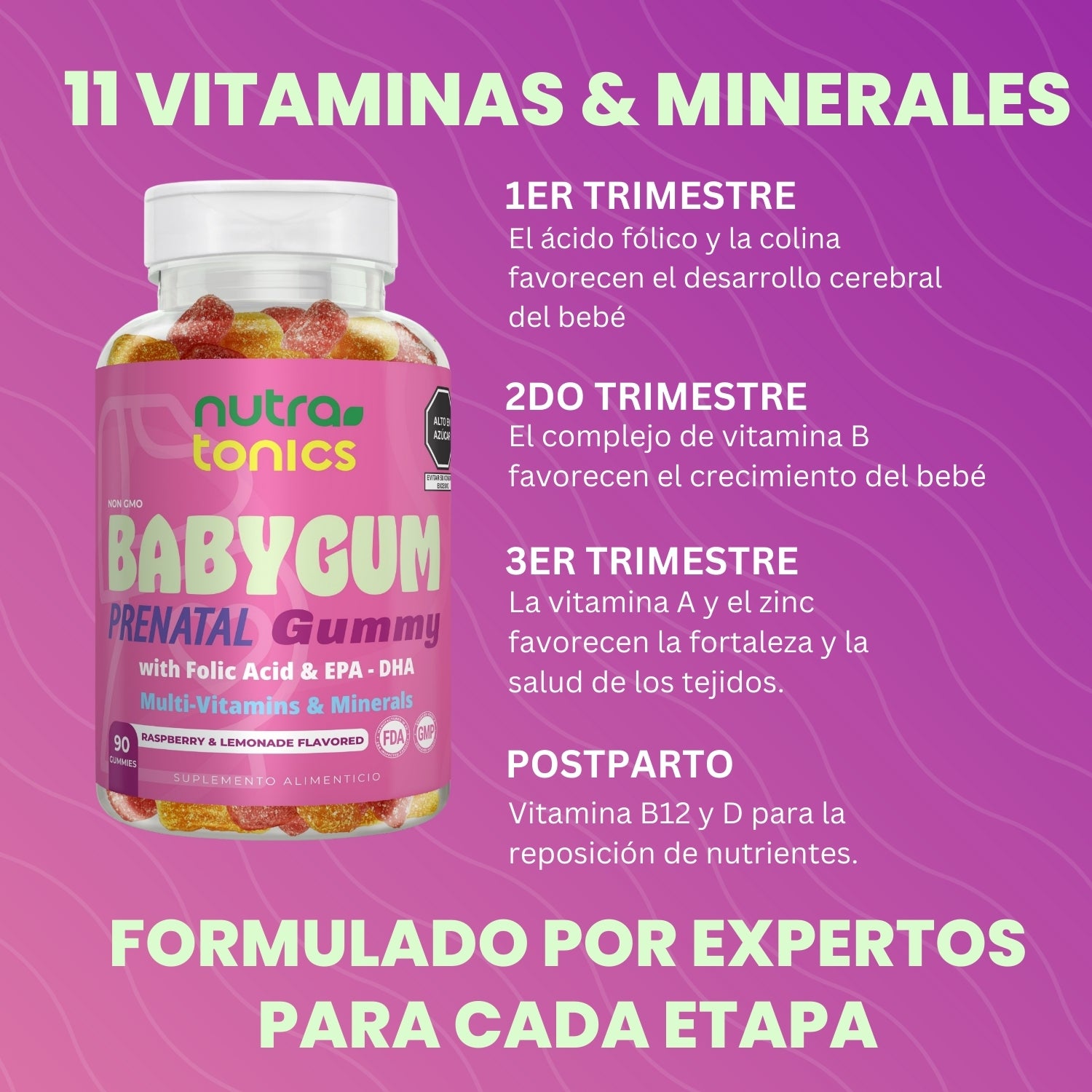 BABYGUM ÁCIDO FÓLICO 300 MCG + DHA 90 GOMITAS