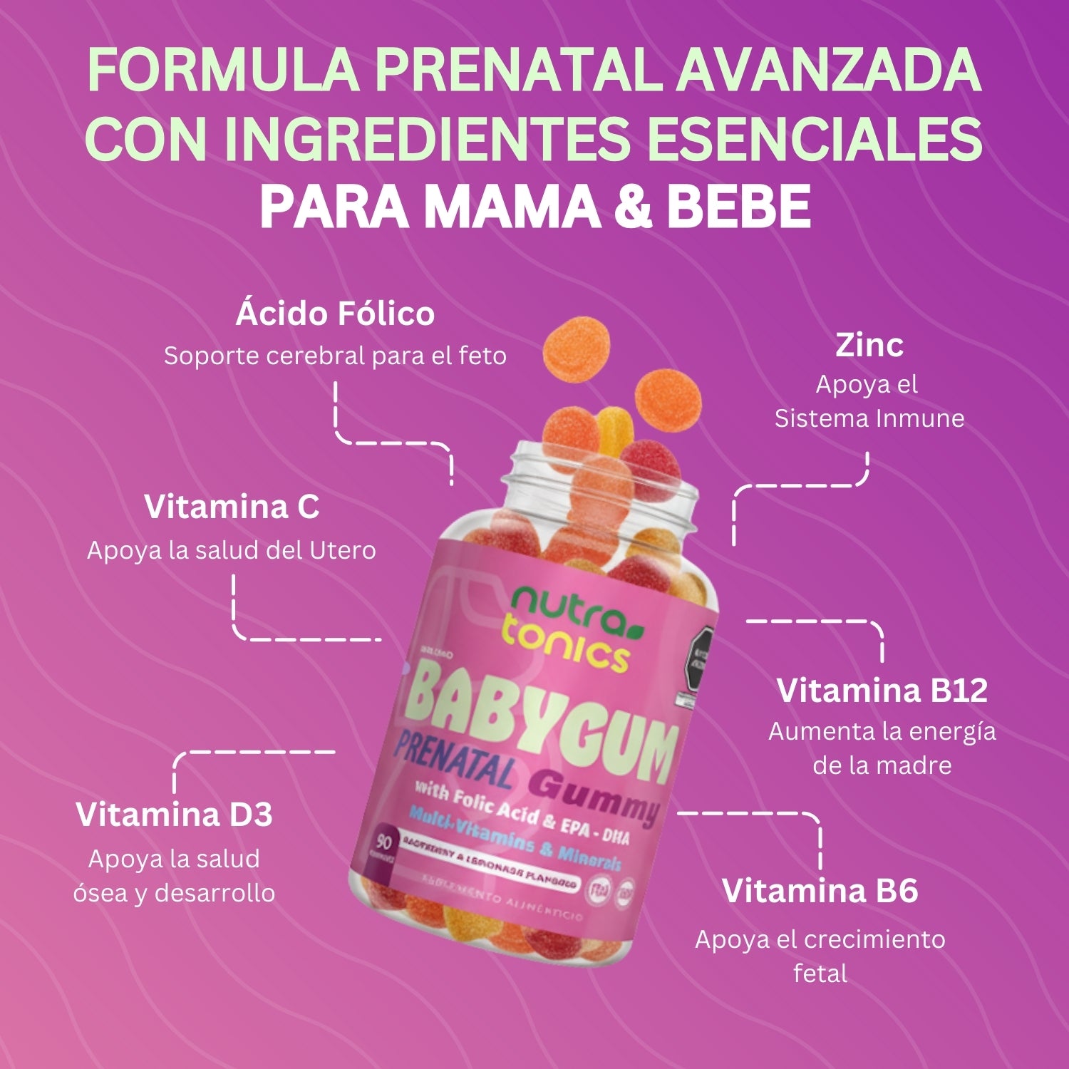 BABYGUM ÁCIDO FÓLICO 300 MCG + DHA 90 GOMITAS