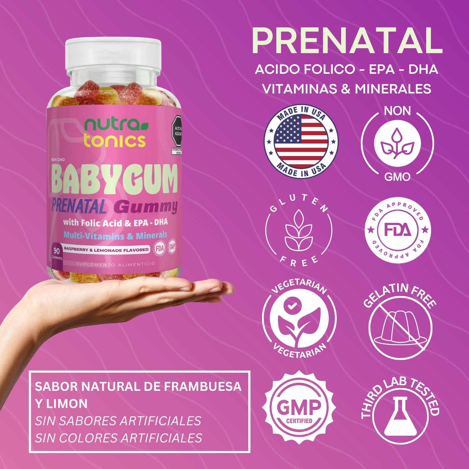 BABYGUM ÁCIDO FÓLICO 300 MCG + DHA 90 GOMITAS