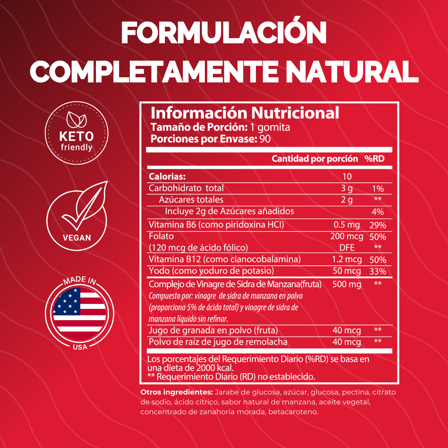 VINAGRE DE MANZANA CON THE MOTHER 90 GOMITAS