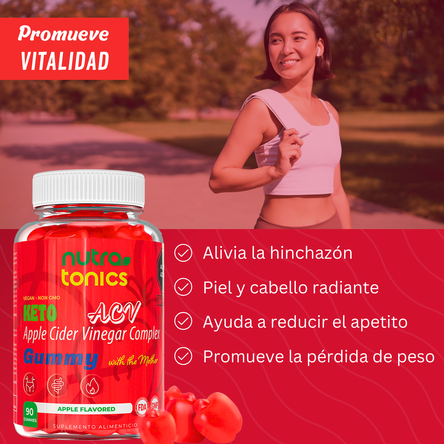 VINAGRE DE MANZANA CON THE MOTHER 90 GOMITAS