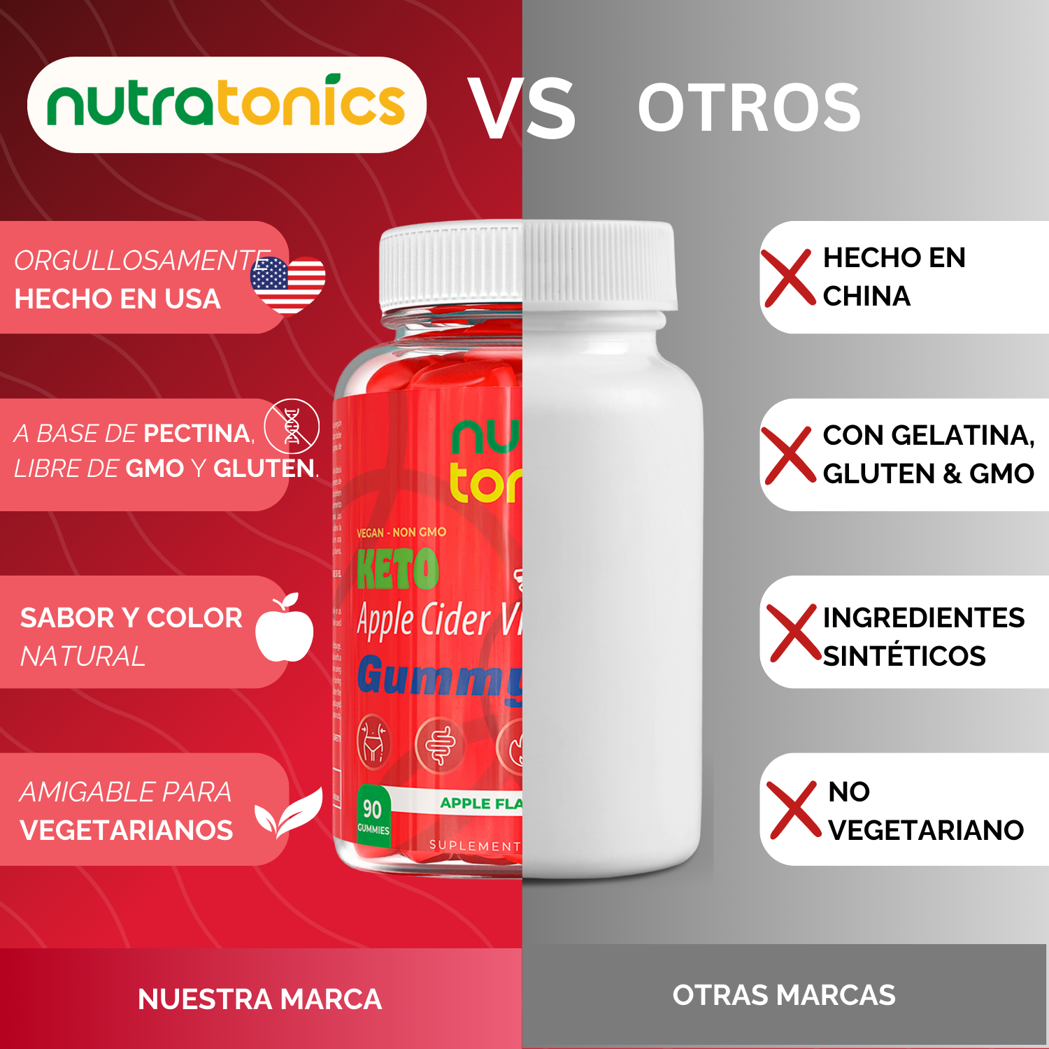 VINAGRE DE MANZANA CON THE MOTHER 90 GOMITAS