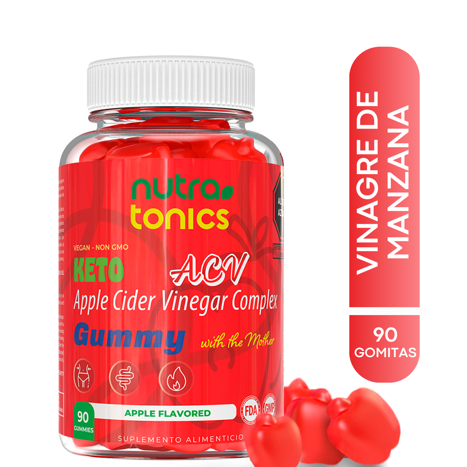 VINAGRE DE MANZANA CON THE MOTHER 90 GOMITAS