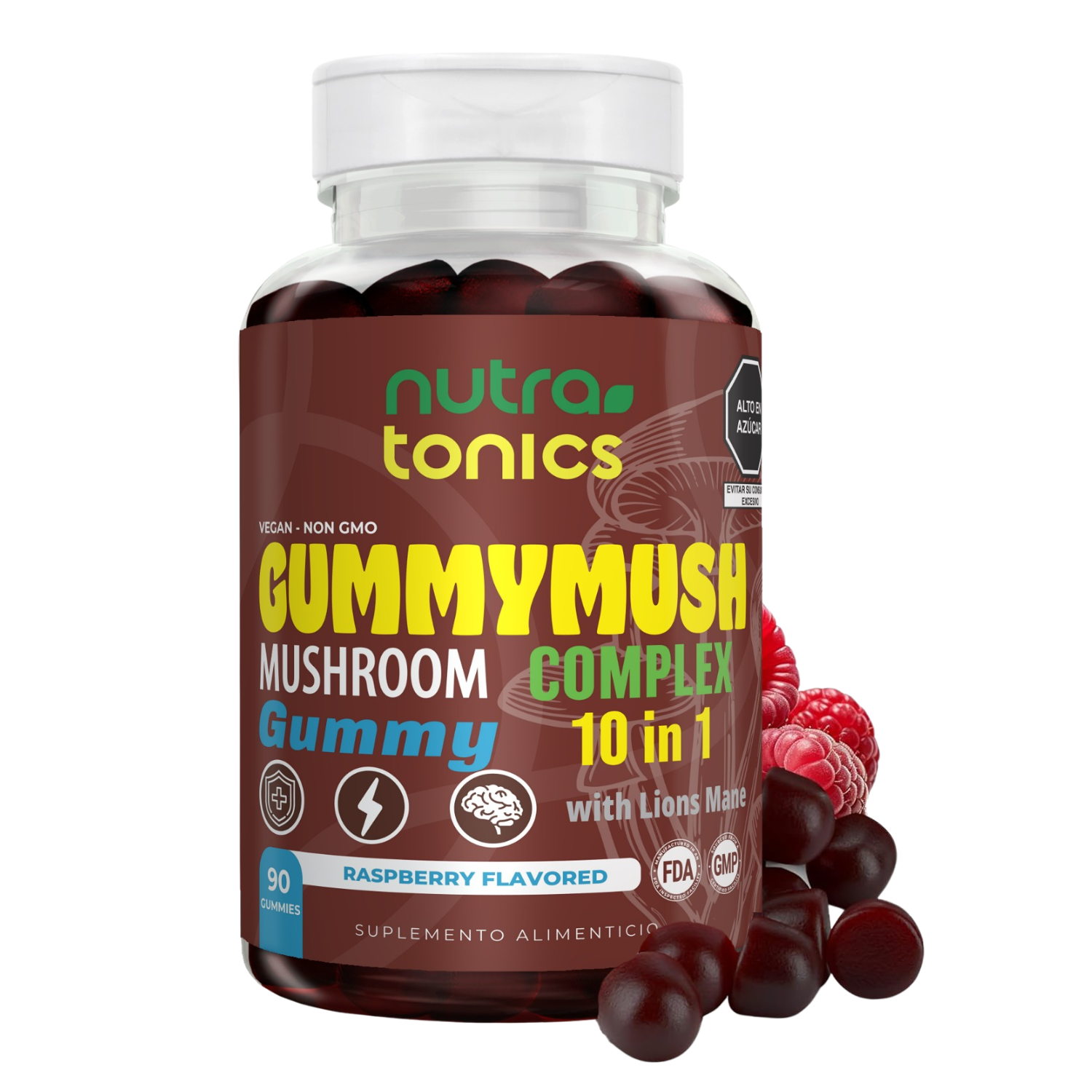 GUMMYMUSH COMPLEJO DE HONGOS 2,500 MG 10 EN 1 90 GOMITAS