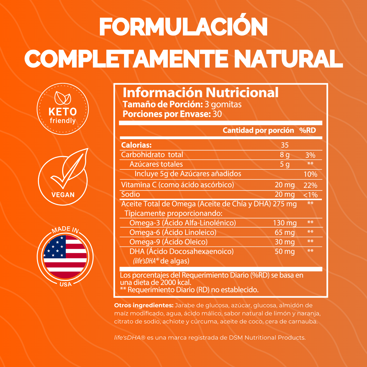 OMEGA 3, 6, 9 + DHA VEGANO 90 GOMITAS