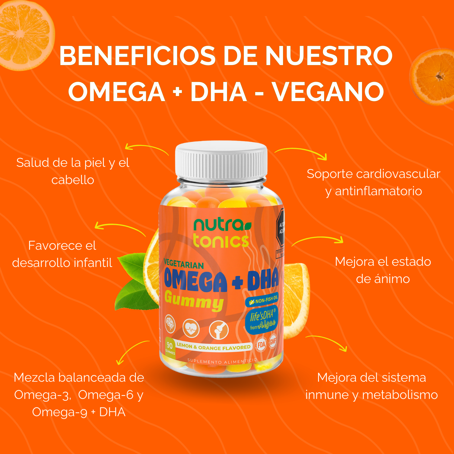 OMEGA 3, 6, 9 + DHA VEGANO 90 GOMITAS
